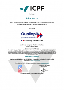 Certificat Qualiopi A La Karte - catégories actions de formation
